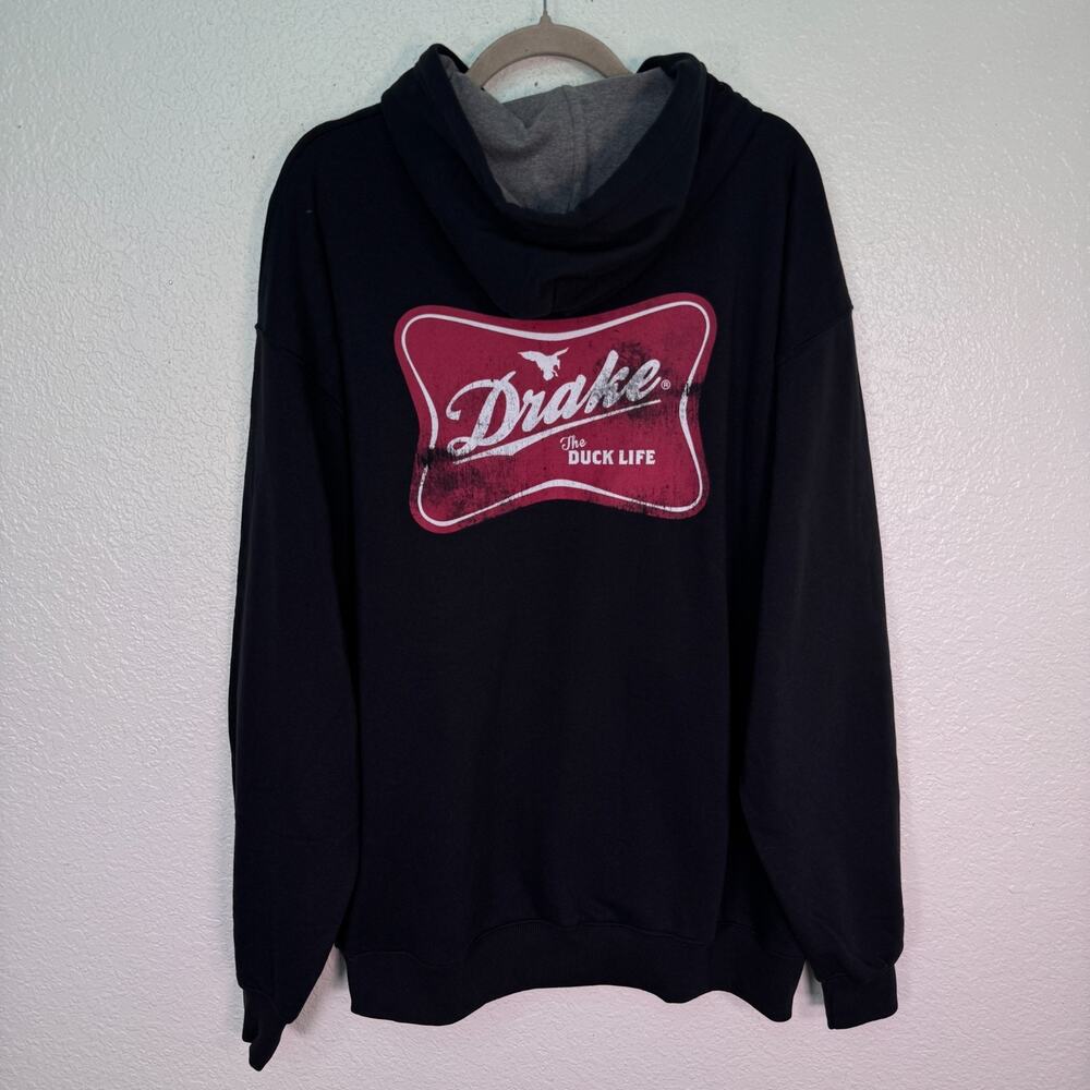Drake Waterfowl Hoodie Men XL Drake Life Graphic Pullover Black Soft Sweater NEW